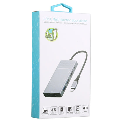 7 in 1 Dual USB 3.0 + TF / SD + HDMI / VGA + แจ็ค 3.5 มม. + Type-C / USB-C มัลติฟังก์ชั่น USB-C Dock Station, 2xUSB3.0+TF/SD+HDMI/VGA+3.5mm
