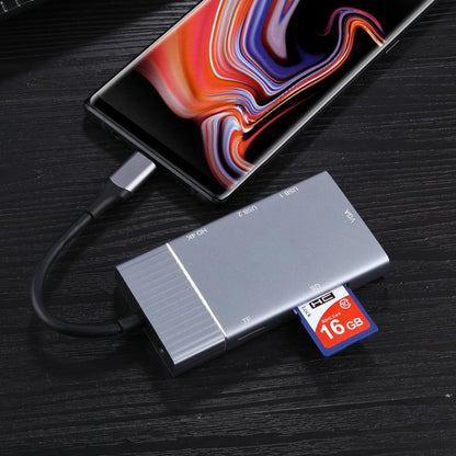 7 in 1 Dual USB 3.0 + TF / SD + HDMI / VGA + แจ็ค 3.5 มม. + Type-C / USB-C มัลติฟังก์ชั่น USB-C Dock Station, 2xUSB3.0+TF/SD+HDMI/VGA+3.5mm