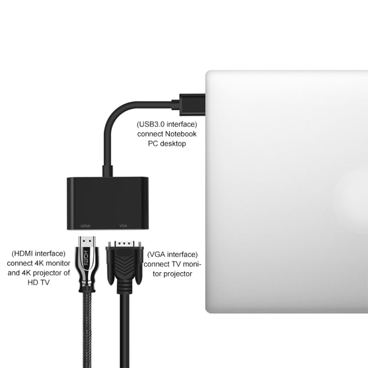 5201B 2 ใน 1 USB 3.0 เป็น VGA + HDMI HD ตัวแปลงวิดีโอ, 5201B Black, 5201B Silver