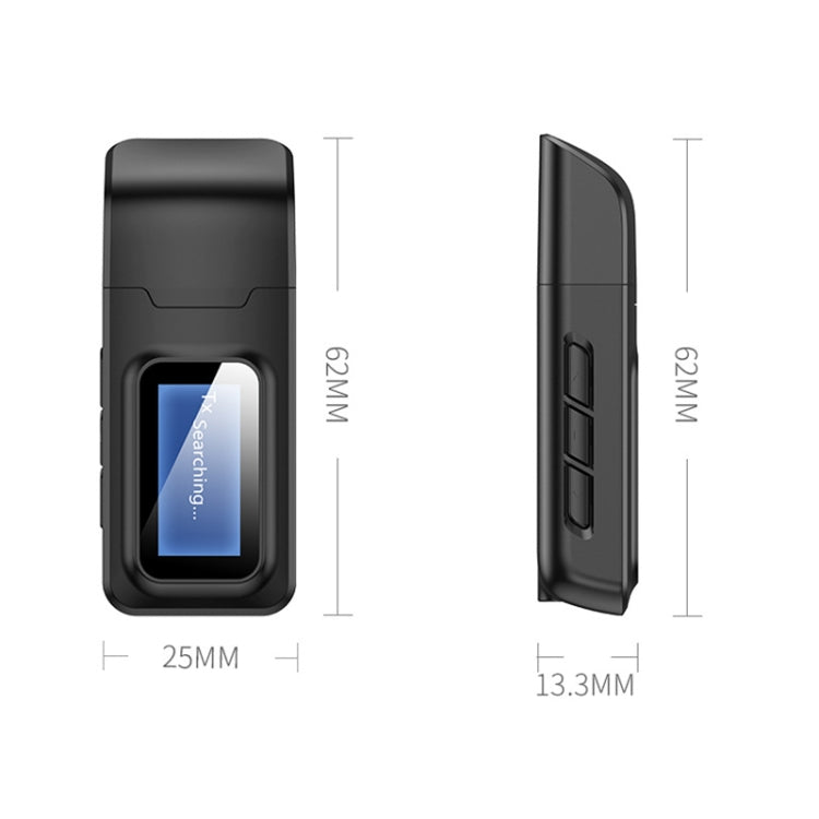 T11B 2 in 1 USB Bluetooth 5.0 เครื่องส่งและรับสัญญาณอะแดปเตอร์เสียงพร้อมหน้าจอ LCD, T11B