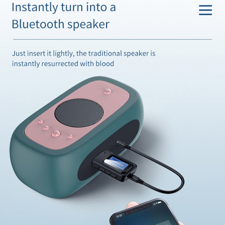 T11B 2 in 1 USB Bluetooth 5.0 เครื่องส่งและรับสัญญาณอะแดปเตอร์เสียงพร้อมหน้าจอ LCD, T11B