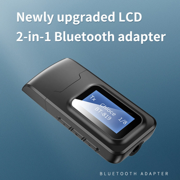 T11B 2 in 1 USB Bluetooth 5.0 เครื่องส่งและรับสัญญาณอะแดปเตอร์เสียงพร้อมหน้าจอ LCD, T11B