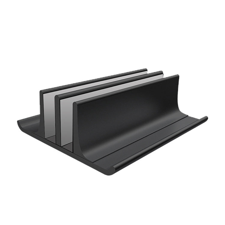 Universal อลูมิเนียมแบบพกพา Double Slot ความกว้างปรับแล็ปท็อปแนวตั้งจัดเก็บฐาน, Double Slot Black