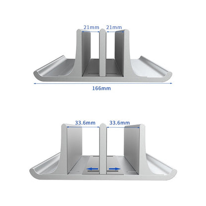 Universal อลูมิเนียมแบบพกพา Double Slot ความกว้างปรับแล็ปท็อปแนวตั้งจัดเก็บฐาน, Double Slot Black