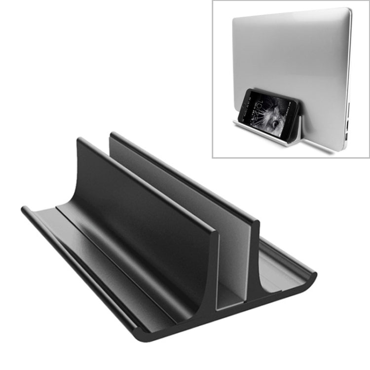 Universal อลูมิเนียมแบบพกพา Single Slot ความกว้างปรับแล็ปท็อปแนวตั้ง Radiating จัดเก็บฐาน, Single Slot Black