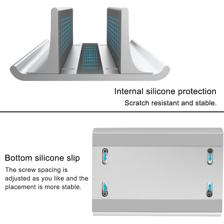 Universal อลูมิเนียมแบบพกพา Single Slot ความกว้างปรับแล็ปท็อปแนวตั้ง Radiating จัดเก็บฐาน, Single Slot Black