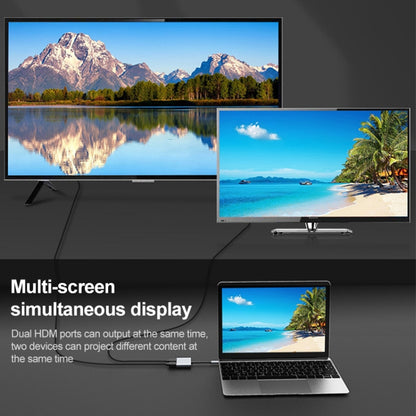 2 in 1 USB-C / Type-C ถึง 2 x HDTV พอร์ตอะแดปเตอร์ HUB, 2 in 1