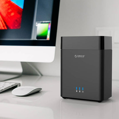ORICO DS200U3 กล่องใส่ฮาร์ดไดรฟ์ USB 3.0 แบบแม่เหล็กขนาด 3.5 นิ้ว 2 ช่องพร้อมไฟ LED สีฟ้า, USB 3.0