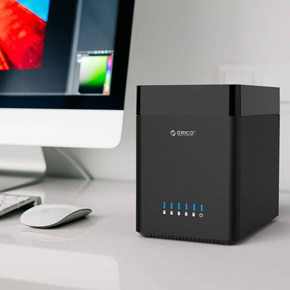 ORICO DS500C3 กล่องใส่ฮาร์ดไดรฟ์ USB-C / Type-C แบบแม่เหล็กขนาด 3.5 นิ้ว 5 ช่องพร้อมไฟ LED สีฟ้า, USB Type-C
