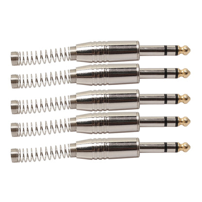 5 ชิ้น 6.35 มิลลิเมตรปลั๊กเสียงโลหะสเตอริโอไมโครโฟนปลั๊กสายไฟ, 5 PCS