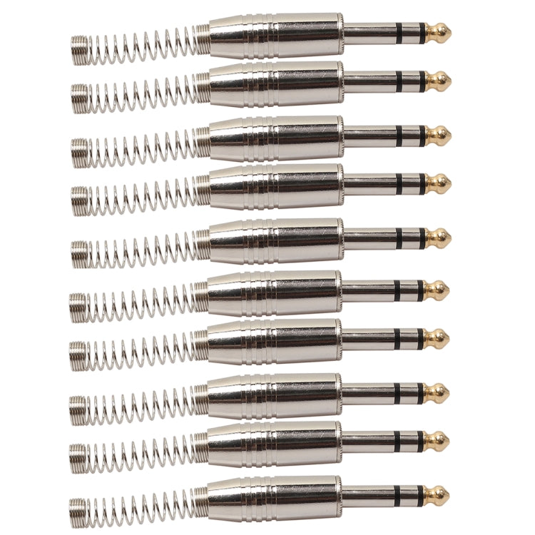 10 ชิ้น 6.35 มิลลิเมตรปลั๊กเสียงโลหะสเตอริโอไมโครโฟนปลั๊กสายไฟ, 10 PCS