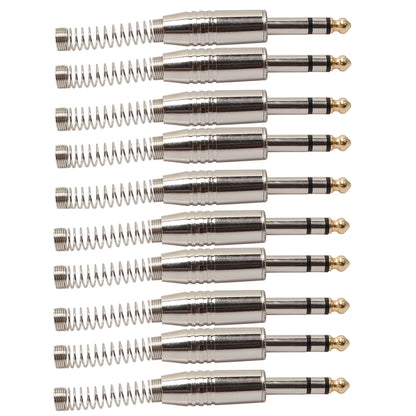 10 ชิ้น 6.35 มิลลิเมตรปลั๊กเสียงโลหะสเตอริโอไมโครโฟนปลั๊กสายไฟ, 10 PCS