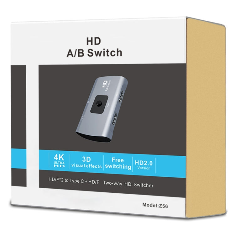 Z56 HD Female x 2 ถึง USB-C / Type-C + HD ตัวเมียสองทาง HD Switcher, Z56