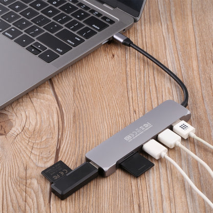 6 in 1 มัลติฟังก์ชั่น Type-C / USB-C อะแดปเตอร์ Docking Station
