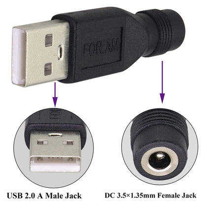 10 ชิ้น 3.5 x 1.35 มม. ถึง USB 2.0 DC Power Plug Connector, 3.5 x 1.35mm