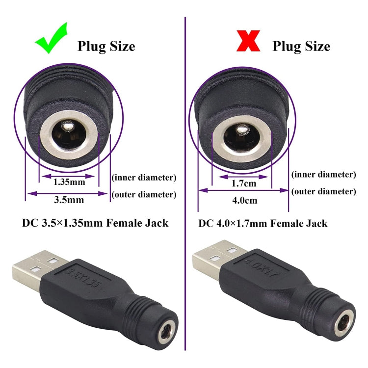 10 ชิ้น 3.5 x 1.35 มม. ถึง USB 2.0 DC Power Plug Connector, 3.5 x 1.35mm