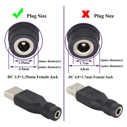 10 ชิ้น 3.5 x 1.35 มม. ถึง USB 2.0 DC Power Plug Connector, 3.5 x 1.35mm