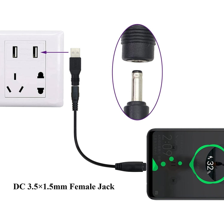 10 ชิ้น 3.5 x 1.35 มม. ถึง USB 2.0 DC Power Plug Connector, 3.5 x 1.35mm