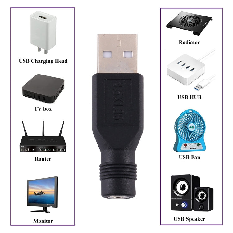 10 ชิ้น 3.5 x 1.35 มม. ถึง USB 2.0 DC Power Plug Connector, 3.5 x 1.35mm