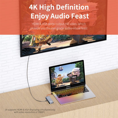 ROCK TR01 10 In 1 Type-C / USB-C เป็น HDMI + VGA อะแดปเตอร์ขยาย HUB มัลติฟังก์ชั่น, TR01