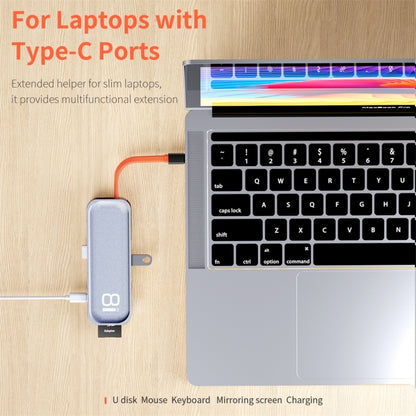 ROCK TR03 8 In 1 Type-C / USB-C เป็น HDMI อะแดปเตอร์ขยาย HUB มัลติฟังก์ชั่น, TR03