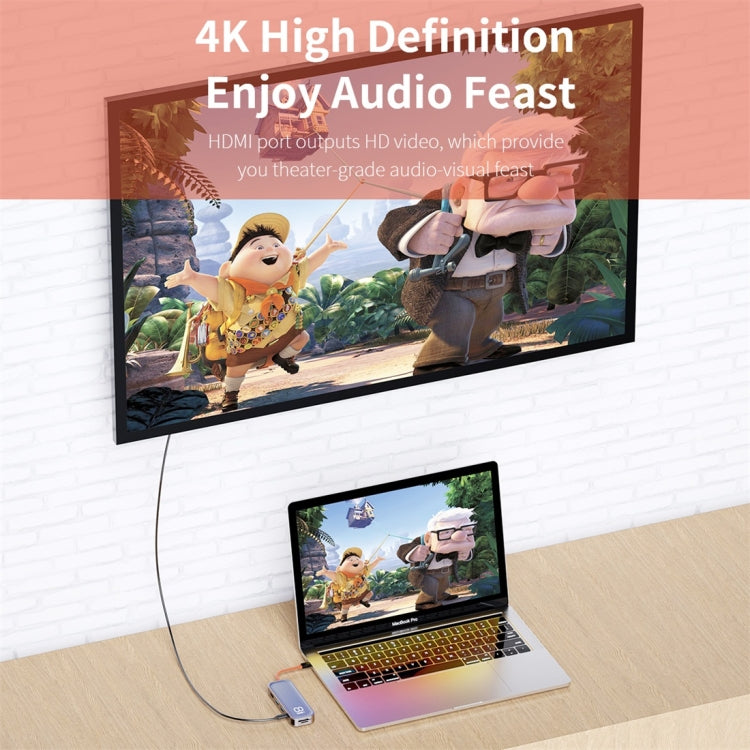 ROCK TR03 8 In 1 Type-C / USB-C เป็น HDMI อะแดปเตอร์ขยาย HUB มัลติฟังก์ชั่น, TR03