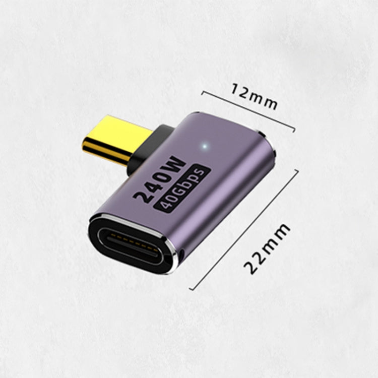 240W USB-C / Type-C ตัวเมียเป็น USB-C / Type-C ตัวผู้ 40Gbps อะแดปเตอร์โค้งด้านข้างพร้อมแสง, Side Bend Adapter