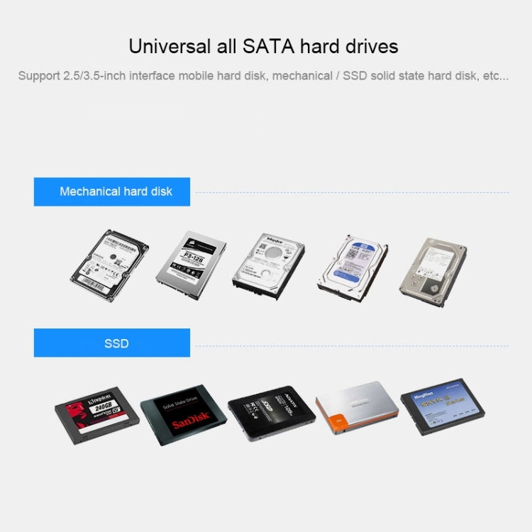 Universal SATA 2.5 / 3.5 นิ้วอินเทอร์เฟซ USB3.0 ภายนอกไดรฟ์โซลิดสเตตไดรฟ์สำหรับแล็ปท็อป / คอมพิวเตอร์เดสก์ท็อปความจุรองรับสูงสุด: 10TB