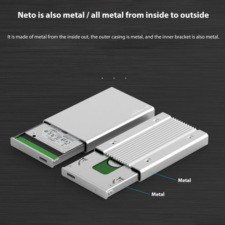 Blueendless U23Q SATA 2.5 นิ้วอินเทอร์เฟซ Micro B กล่อง HDD พร้อมสาย USB-C / Type-C เป็น USB-C / Type-C รองรับความหนา: 1 ซม. หรือน้อยกว่า, Type-C  (1cm)