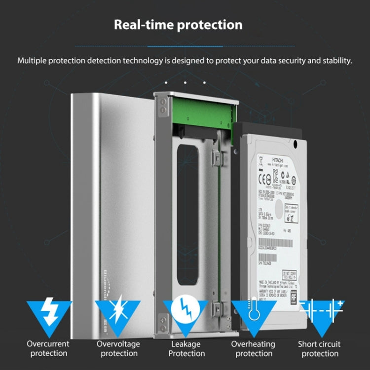 Blueendless U23Q SATA 2.5 นิ้วอินเทอร์เฟซ Micro B กล่อง HDD พร้อมสาย USB-C / Type-C เป็น USB-C / Type-C รองรับความหนา: 1 ซม. หรือน้อยกว่า, Type-C  (1cm)