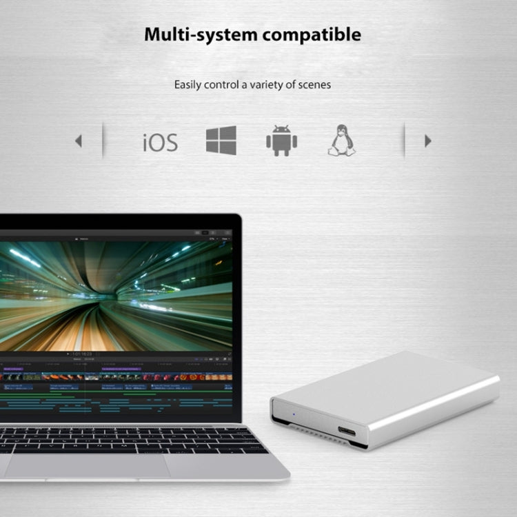 Blueendless U23Q SATA 2.5 นิ้วอินเทอร์เฟซ Micro B กล่อง HDD พร้อมสาย USB-C / Type-C เป็น USB-C / Type-C รองรับความหนา: 1 ซม. หรือน้อยกว่า, Type-C  (1cm)