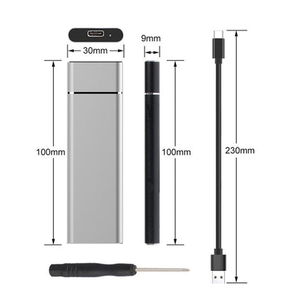 M.2 NGFF เป็น USB-C / Type-C USB 3.1 อินเทอร์เฟซอลูมิเนียมอัลลอยด์ SSD, NGFF to USB Type-C Silver, NGFF to USB Type-C Black
