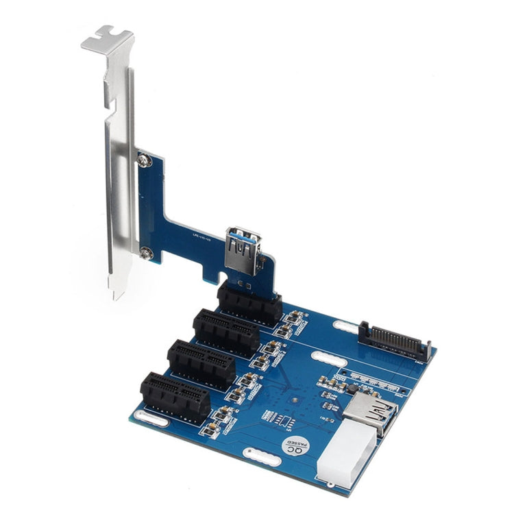 การ์ดแปลง PCI-E เป็น PCI-E 1 ถึง 4 1 X Express Card พร้อมสล็อต PCI-E 4 พอร์ต