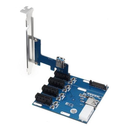 การ์ดแปลง PCI-E เป็น PCI-E 1 ถึง 4 1 X Express Card พร้อมสล็อต PCI-E 4 พอร์ต
