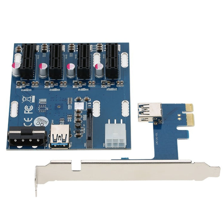 การ์ดแปลง PCI-E เป็น PCI-E 1 ถึง 4 1 X Express Card พร้อมสล็อต PCI-E 4 พอร์ต