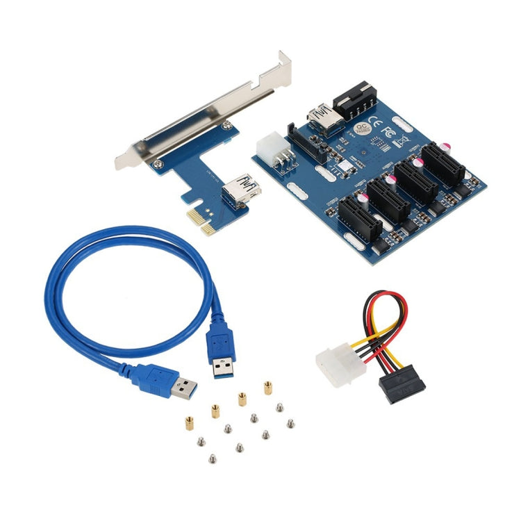 การ์ดแปลง PCI-E เป็น PCI-E 1 ถึง 4 1 X Express Card พร้อมสล็อต PCI-E 4 พอร์ต