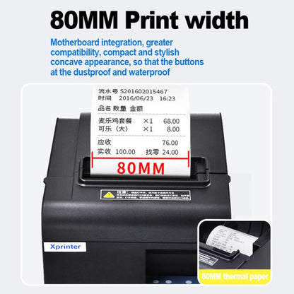 Xprinter N160II อินเทอร์เฟซ USB + WIFI 80 มม. 160 มม. / วินาทีเครื่องพิมพ์ใบเสร็จความร้อนอัตโนมัติ, ปลั๊ก UK, USB+WIFI Interface, EU Plug, USB+WIFI Interface, UK Plug, USB+WIFI Interface, US Plug