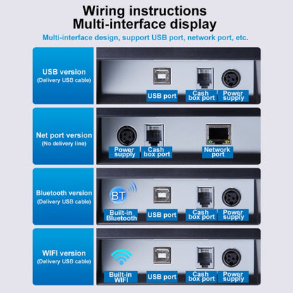 Xprinter N160II อินเทอร์เฟซ USB + WIFI 80 มม. 160 มม. / วินาทีเครื่องพิมพ์ใบเสร็จความร้อนอัตโนมัติ, ปลั๊ก UK, USB+WIFI Interface, EU Plug, USB+WIFI Interface, UK Plug, USB+WIFI Interface, US Plug