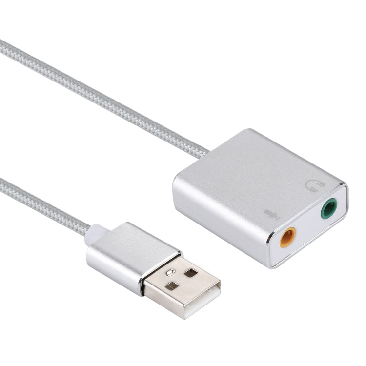 การ์ดเสียงอลูมิเนียมอัลลอยด์ภายนอก USB Virtual 7.1 Channel พร้อมสายเคเบิลขนาด 13 ซม. สำหรับแล็ปท็อปพีซี, USB