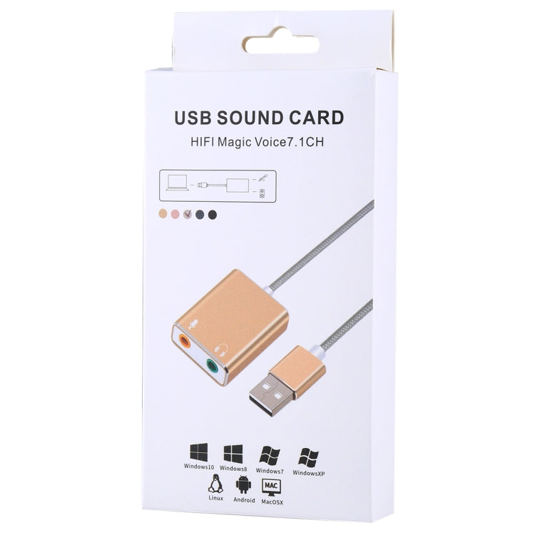 การ์ดเสียงอลูมิเนียมอัลลอยด์ภายนอก USB Virtual 7.1 Channel พร้อมสายเคเบิลขนาด 13 ซม. สำหรับแล็ปท็อปพีซี, USB