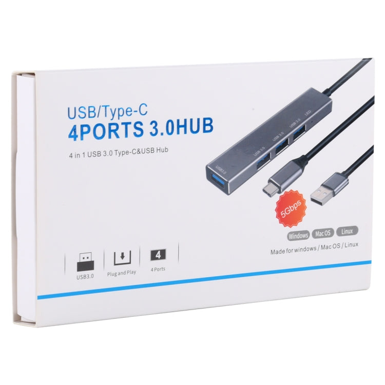 3019 4 x USB 3.0 ถึง USB 3.0 อะแดปเตอร์ HUB อลูมิเนียมอัลลอยด์พร้อมไฟ LED