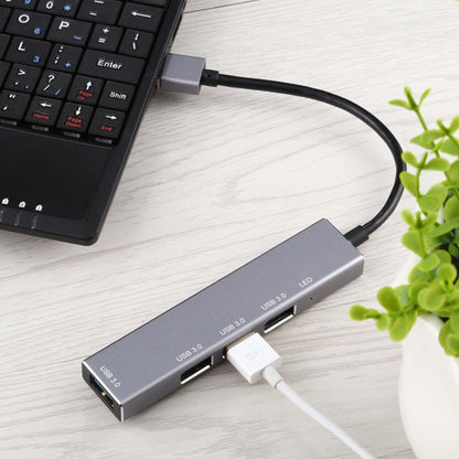 3019 4 x USB 3.0 ถึง USB 3.0 อะแดปเตอร์ HUB อลูมิเนียมอัลลอยด์พร้อมไฟ LED