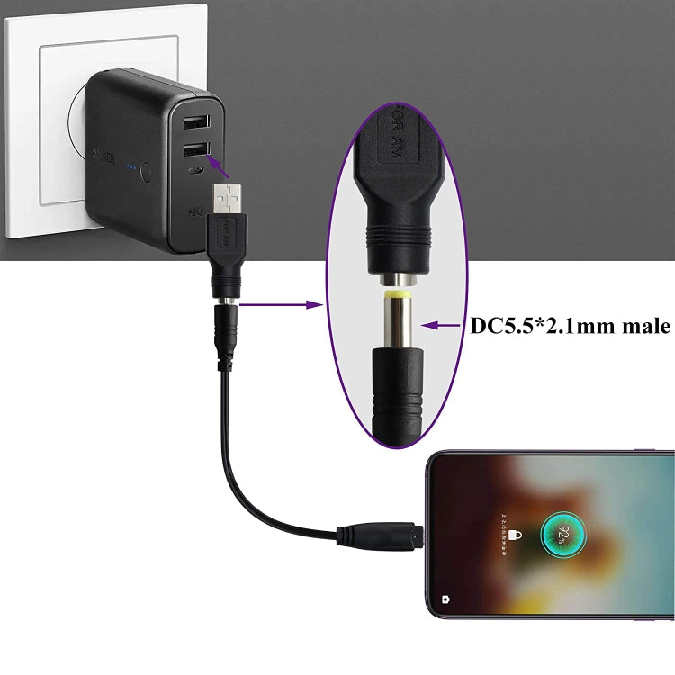 USB ชายถึง 5.5 x 2.1 มม. ปลั๊กอะแดปเตอร์ตัวเมีย เชื่อมต่อ, USB Male to 5.5 x 2.1mm