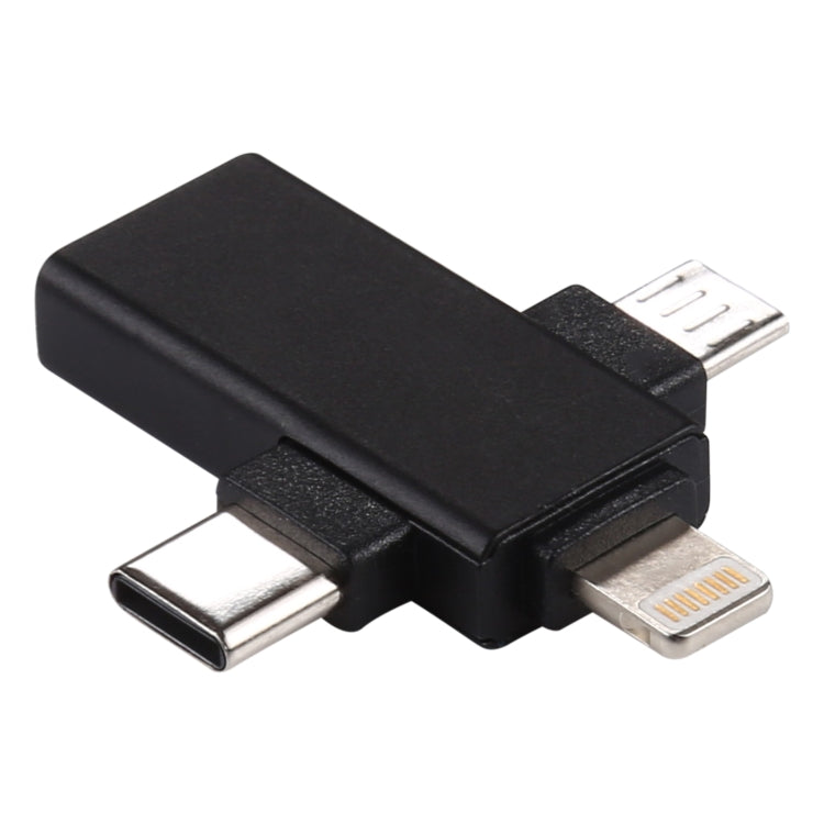 3 in 1 USB 3.0 ถึง 8 Pin + Micro USB + USB-C / Type-C อินเทอร์เฟซอะแดปเตอร์ OTG มัลติฟังก์ชั่น