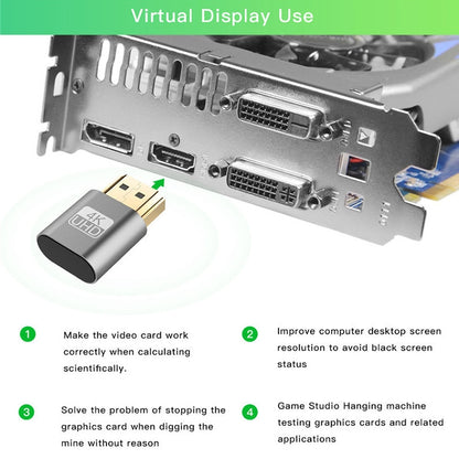 อะแดปเตอร์แสดงผลเสมือน VGA HDMI 1.4 DDC EDID Dummy Plug Headless Display Emulator, Pink, Grey, Gold, Red, Silver