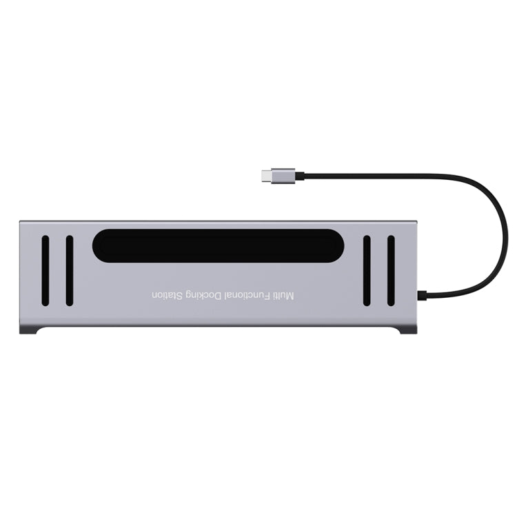 9199 12 in 1 USB-C / Type-C ถึง USB-C / Type-C + ช่องเสียบการ์ด TF / SD + RJ45 + เสียง 3.5 มม. + PD USB-C / Type-C ชาร์จ + 2 HDMI + 4 USB 3.0 พอร์ตมัลติฟังก์ชั่นสถานีเชื่อมต่อตัวแปลง HUB, 9199