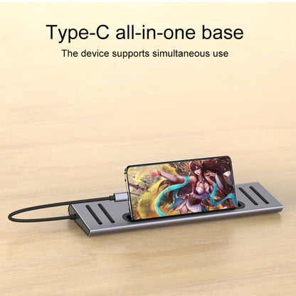 9199 12 in 1 USB-C / Type-C ถึง USB-C / Type-C + ช่องเสียบการ์ด TF / SD + RJ45 + เสียง 3.5 มม. + PD USB-C / Type-C ชาร์จ + 2 HDMI + 4 USB 3.0 พอร์ตมัลติฟังก์ชั่นสถานีเชื่อมต่อตัวแปลง HUB, 9199