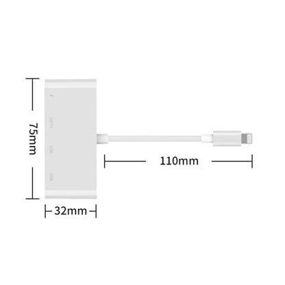 75216 4 in 1 8 พินเป็น HDMI + การชาร์จ 8 พิน + 2 พอร์ต USB ตัวแปลงวิดีโอ HD, 75216
