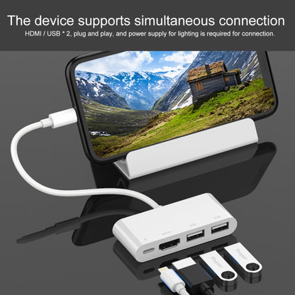75216 4 in 1 8 พินเป็น HDMI + การชาร์จ 8 พิน + 2 พอร์ต USB ตัวแปลงวิดีโอ HD, 75216