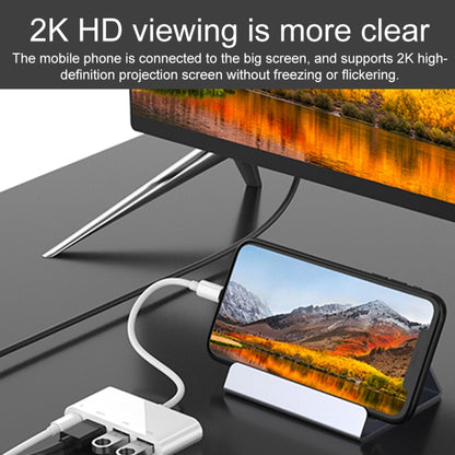 75216 4 in 1 8 พินเป็น HDMI + การชาร์จ 8 พิน + 2 พอร์ต USB ตัวแปลงวิดีโอ HD, 75216